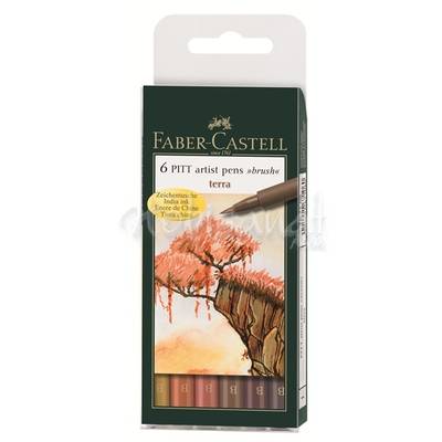 Faber Castell 6 Pitt Artist Pen Fırça Uçlu Kalem Terra Tones