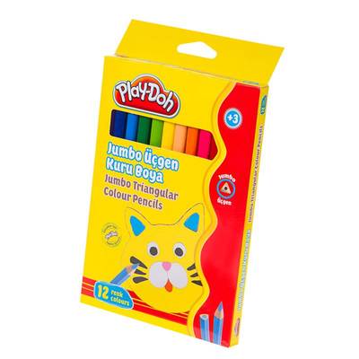 Play-Doh 12 Renk Jumbo Üçgen Kuru Boya KU008