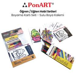 Ponart - Ponart Boyama Kartı Seti - Sulu Boya Kalemi PHS-17