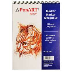 Ponart - Ponart Marker Pad Spiralli 190g 30 Yaprak A3