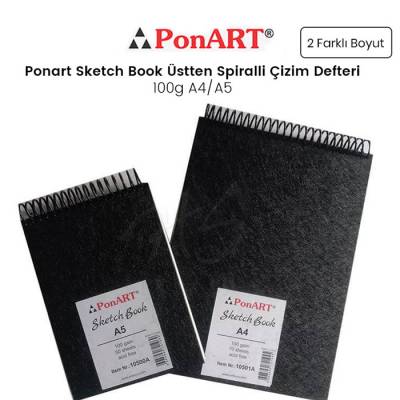 Ponart Sketch Book Üstten Spiralli Çizim Defteri 100 g