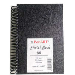 Ponart - Ponart Sketch Book Yandan Spiralli Çizim Defteri 100g A5 50 Sy