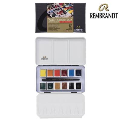 Rembrandt Water Colour Box Sulu Boya Seti 12 Renk + Fırça Mono Pigmented