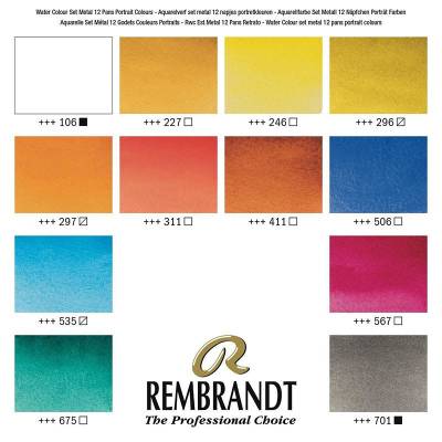 Rembrandt Water Colour Box Sulu Boya Seti 12 Renk + Fırça Portrait Selection