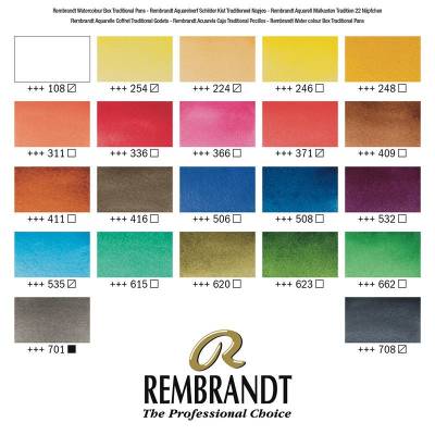 Rembrandt Water Colour Box Tablet Sulu Boya Seti Ahşap Kutu 24lü 05840014