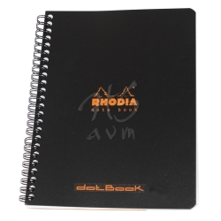 Rhodia - Rhodia Basic Noktalı Defter Siyah Kapak Spiralli 80g 80 Yp 16x21