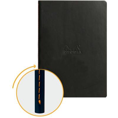 Rhodia İtalyan Deri Yumuşak Kapak Dot Defter A5 64 Sayfa 90g Siyah