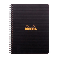 Rhodia - Rhodia Basic Çizgili Defter Siyah Kapak Spiralli 80g 80 Yp 16x21