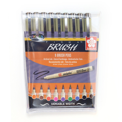 Sakura Pigma Brush Pen 9lu Set