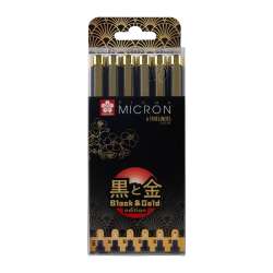 Sakura - Sakura Pigma Micron Black Gold Edition Teknik Çizim Kalemi 6lı Set