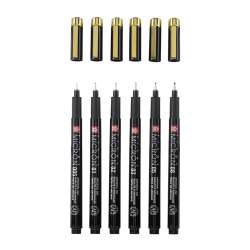 Sakura Pigma Micron Black Gold Edition Teknik Çizim Kalemi 6lı Set - 3