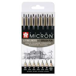 Sakura - Sakura Pigma Micron Teknik Çizim Kalemi 6+1 Set P0XSDK7B