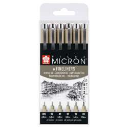 Sakura - Sakura Pigma Micron Teknik Çizim Kalemi 6lı Set