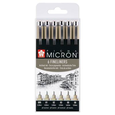 Sakura Pigma Micron Teknik Çizim Kalemi 6lı Set