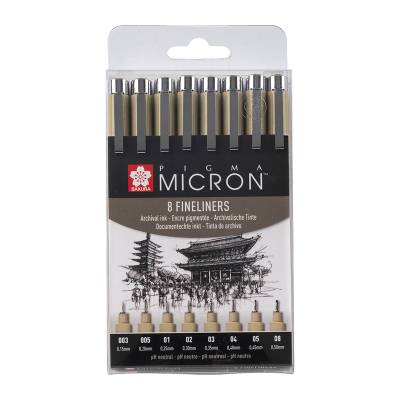 Sakura Pigma Micron Teknik Çizim Kalemi 8li Set P0XSDK8