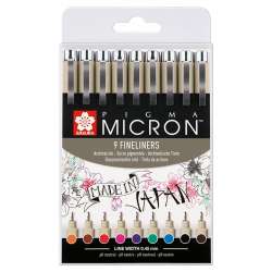 Sakura - Sakura Pigma Micron Teknik Çizim Kalemi Renkli 0.5mm 9lu Set