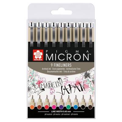 Sakura Pigma Micron Teknik Çizim Kalemi Renkli 0.5mm 9lu Set