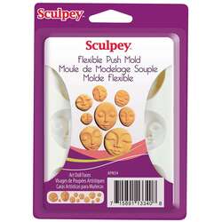 Sculpey - Sculpey Flexible Push Mold Esnek Model Kalıbı Art Doll Faces APM34