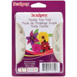 Sculpey - Sculpey Flexible Push Mold Esnek Model Kalıbı Çiçek Ve Yaprak APM75