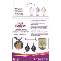 Sculpey - Sculpey Sıvı Pişmiş Kil 3lü Set 3x30ml Metallics ALSMET1