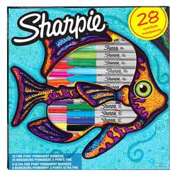 Sharpie - Sharpie Fine Permanent Marker 28li Karışık Kutu Balık