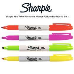Sharpie - Sharpie Fine Point Permanent Marker Fosforlu Renkler 4lü Set 1 (1)