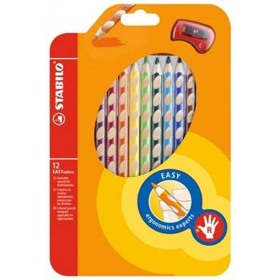 Stabilo Easycolors Ergonomik Kuru Boya 12 Renk+Kalemtıraş Askılı Paket (Sağ El İçin) 331/12