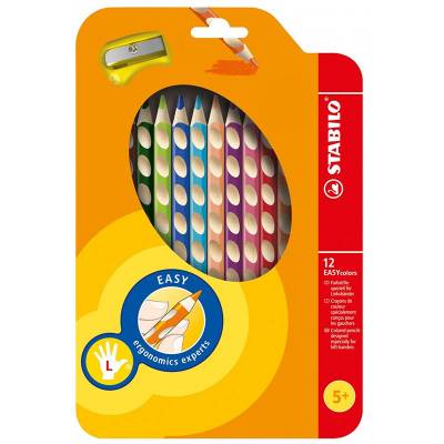 Stabilo Easycolors Ergonomik Kuru Boya 12 Renk+Kalemtıraş Askılı Paket (Sol El İçin) 331/12