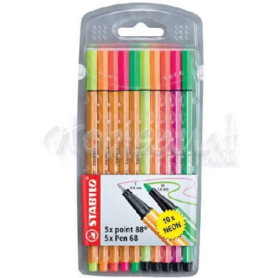 Stabilo Point 88 + Pen 68 Neon 10lu Paket