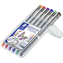 Staedtler - Staedtler 6 Pigment Liner Karışık Renk 0.3mm 6lı Set