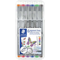 Staedtler - Staedtler 6 Pigment Liner Karışık Renk 0.3mm 6lı Set (1)