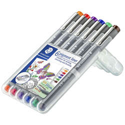 Staedtler - Staedtler 6 Pigment Liner Karışık Renk 0.5mm 6lı Set (1)