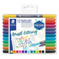 Staedtler - Staedtler Brush Lettering Çift Taraflı Fırça Uçlu Kalem 12li 3004 TB12