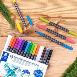 Staedtler Çift Taraflı Fırça Uçlu Sulu Boya Kalemi 18li 3001 TB18 - 3