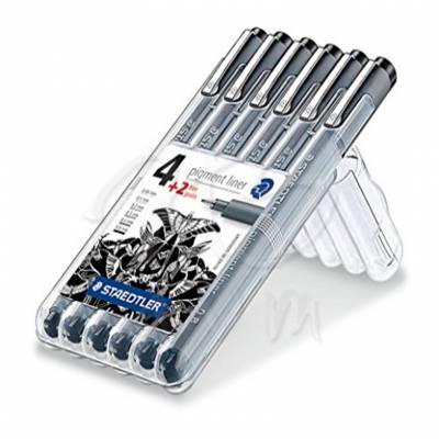 Staedtler Pigment Liner Siyah Çizim Kalemi 4+2 Set