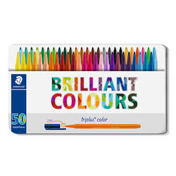 Staedtler - Staedtler Triplus Color Keçe Uçlu Kalem 1.0mm 50li Metal Kutu (1)