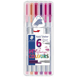 Staedtler - Staedtler Triplus Fineliner İnce Uçlu Keçeli Kalem 0.3mm Flamingo 6lı Set