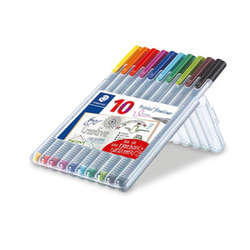 Staedtler - Staedtler Triplus Fineliner İnce Uçlu Keçeli Kalem 0.3mm 10lu 334SB10AC (1)