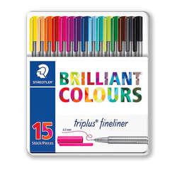 Staedtler Triplus Fineliner İnce Uçlu Keçeli Kalem 0.3mm 15li Metal Kutu - 3