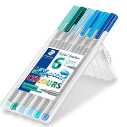 Staedtler - Staedtler Triplus Fineliner İnce Uçlu Keçeli Kalem 0.3mm 6lı Ocean (1)