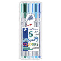 Staedtler - Staedtler Triplus Fineliner İnce Uçlu Keçeli Kalem 0.3mm 6lı Ocean