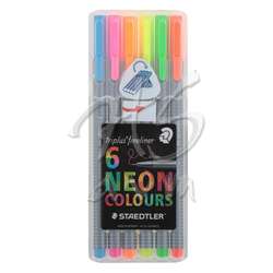 Staedtler - Staedtler Triplus Fineliner İnce Uçlu Keçeli Kalem 6lı Neon