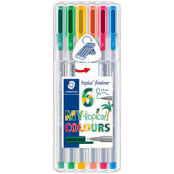 Staedtler - Staedtler Triplus Fineliner İnce Uçlu Keçeli Kalem 0.3mm My Tropical 6lı Set