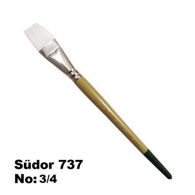 Südor 737 Seri One Stroke Sentetik Düz Kesik Uçlu Fırça No 3/4