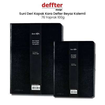 Suni Deri Kapak Kara Defter Beyaz Kalemli 76 Yaprak 100g 64089-8