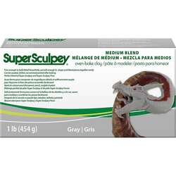 Sculpey - Super Sculpey Modelleme Kili Orta Karıştırılmış Gri 454g SSMED1