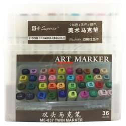 Anka Art - Superior Çift Uçlu Art Marker MS-837 36lı Set Plastik Kutu (1)