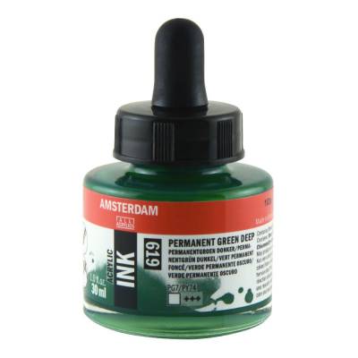 Talens Amsterdam Acrylic Ink 30ml 619 Permanent Green Deep