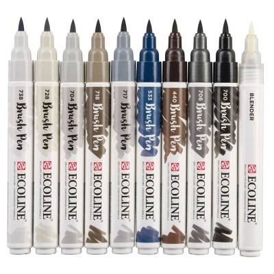 Talens Ecoline Brush Pen 10lu Set Gri Renkler 9805