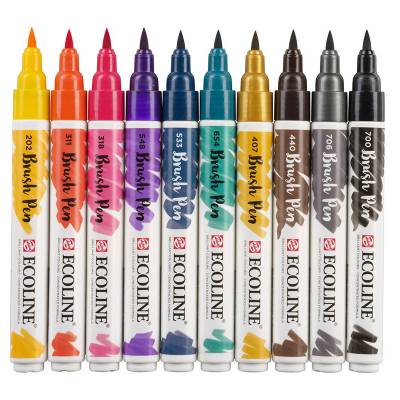 Talens Ecoline Brush Pen 10lu Set Koyu Renkler 9802